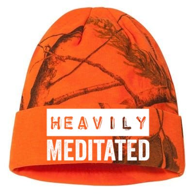 Meditation Humor Heavily Meditated Mindfulness Funny Gift Kati Licensed 12" Camo Beanie