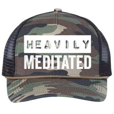 Meditation Humor Heavily Meditated Mindfulness Funny Gift Retro Rope Trucker Hat Cap