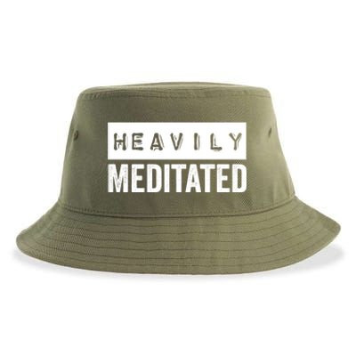 Meditation Humor Heavily Meditated Mindfulness Funny Gift Sustainable Bucket Hat