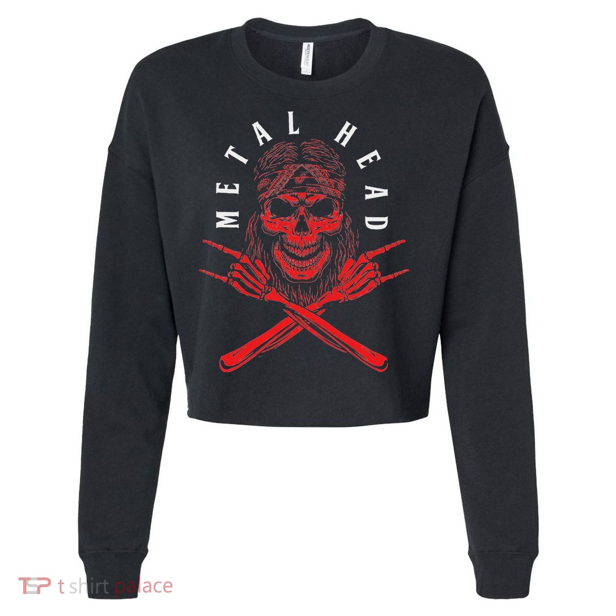 Metal Head Heavy Metal Death Metal Cropped Pullover Crew