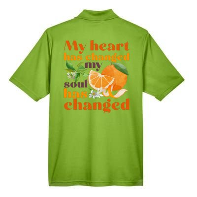 My Heart Has Changed My Soul Has Changed Front & Back Men's Origin Performance Pique Polo