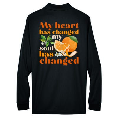 My Heart Has Changed My Soul Has Changed Front & Back Performance Long Sleeve Polo