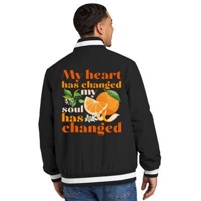 My Heart Has Changed My Soul Has Changed Front & Back Insulated Varsity Jacket