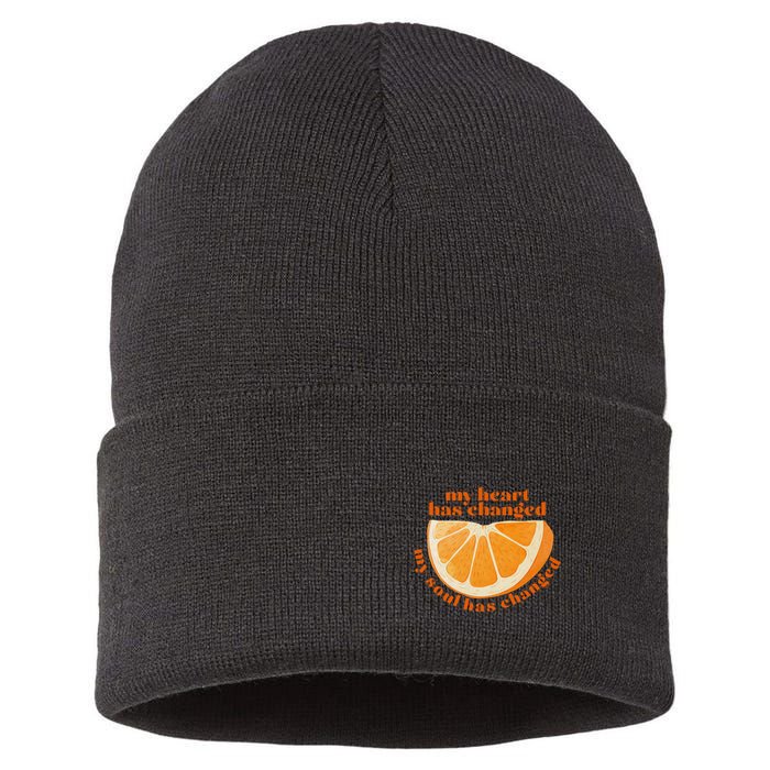 My Heart Has Changed My Soul Has Changed Front & Back Sustainable Knit Beanie