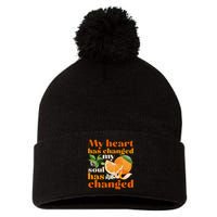 My Heart Has Changed My Soul Has Changed Front & Back Pom Pom 12in Knit Beanie
