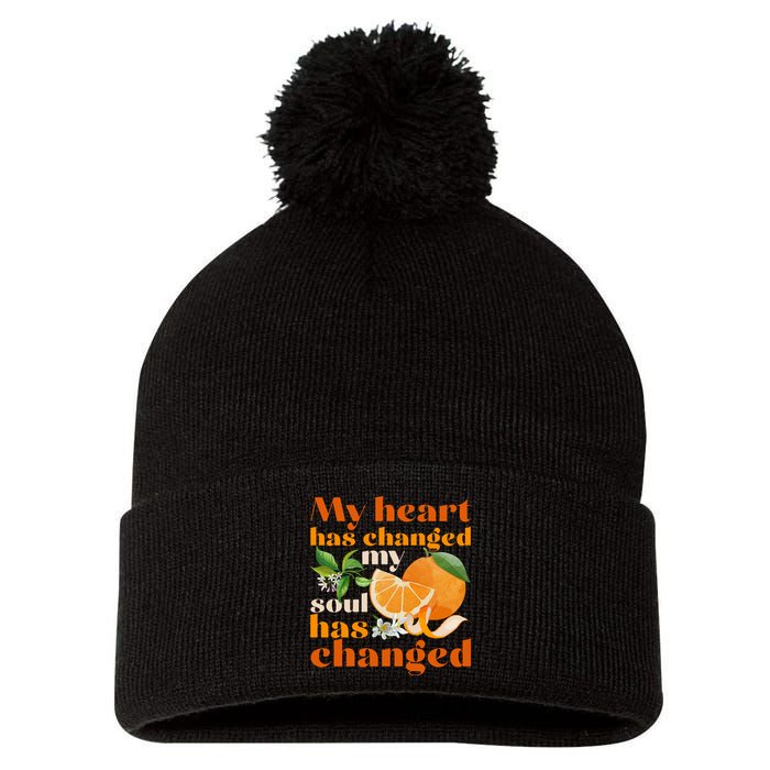 My Heart Has Changed My Soul Has Changed Front & Back Pom Pom 12in Knit Beanie