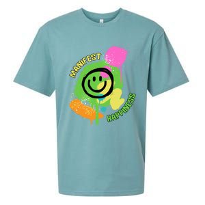 Manifest Happiness Happy Motivation Inspiration Graphic Sueded Cloud Jersey T-Shirt