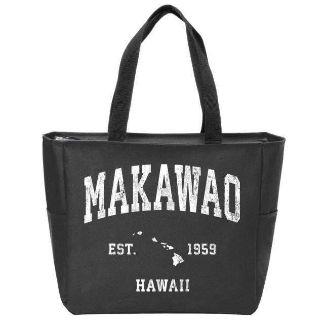 Makawao Hawaii Hi Vintage Athletic Sports Zip Tote Bag