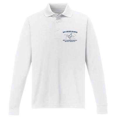 My Head Hurts But IM Being Brave Performance Long Sleeve Polo