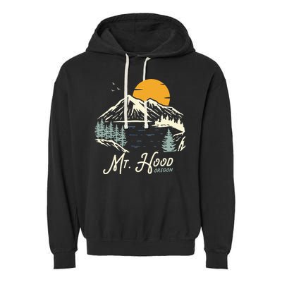 Mount Hood  Hiking & Outdoor Oregon Garment-Dyed Fleece Hoodie
