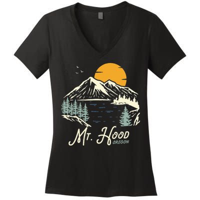 Mount Hood  Hiking & Outdoor Oregon Women's V-Neck T-Shirt