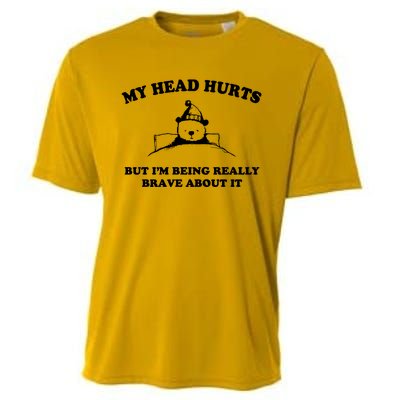 My Head Hurts But I’M Being Really Brave About It Funny Beer Cooling Performance Crew T-Shirt