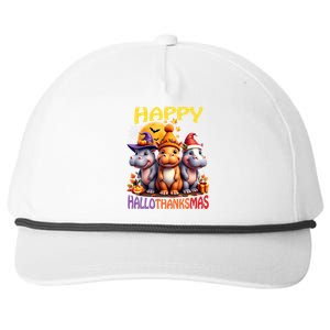 Moodeng Hippo Happy Hallothanksmas Famous Pigmy Moodeng Gift Snapback Five-Panel Rope Hat