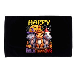 Moodeng Hippo Happy Hallothanksmas Famous Pigmy Moodeng Gift Microfiber Hand Towel