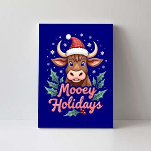 Mooey Holidayssanta Hat Farmer Merry Highland Cow Christmas Cool Gift Canvas