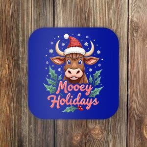 Mooey Holidayssanta Hat Farmer Merry Highland Cow Christmas Cool Gift Coaster