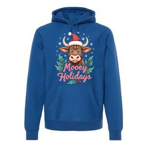 Mooey Holidayssanta Hat Farmer Merry Highland Cow Christmas Cool Gift Premium Hoodie