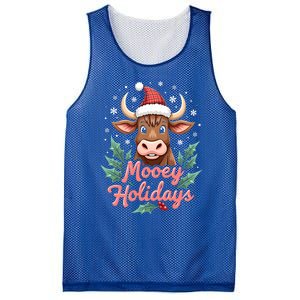 Mooey Holidayssanta Hat Farmer Merry Highland Cow Christmas Cool Gift Mesh Reversible Basketball Jersey Tank