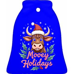 Mooey Holidayssanta Hat Farmer Merry Highland Cow Christmas Cool Gift Ceramic Bell Ornament