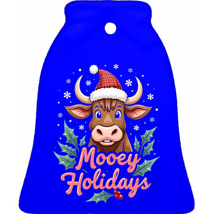 Mooey Holidayssanta Hat Farmer Merry Highland Cow Christmas Cool Gift Ceramic Bell Ornament