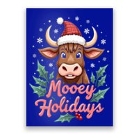 Mooey Holidayssanta Hat Farmer Merry Highland Cow Christmas Cool Gift Poster