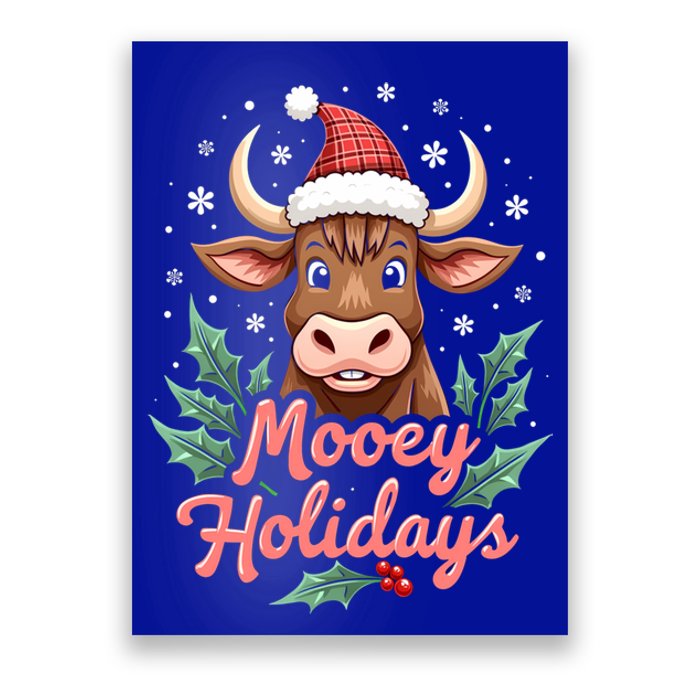 Mooey Holidayssanta Hat Farmer Merry Highland Cow Christmas Cool Gift Poster