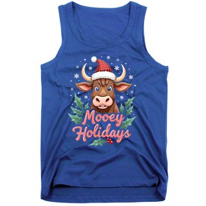 Mooey Holidayssanta Hat Farmer Merry Highland Cow Christmas Cool Gift Tank Top