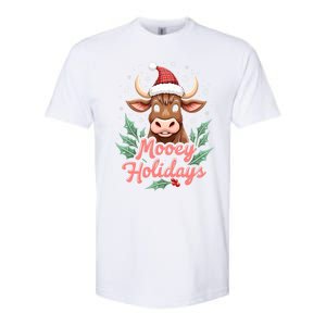 Mooey Holidayssanta Hat Farmer Merry Highland Cow Christmas Cool Gift Softstyle CVC T-Shirt