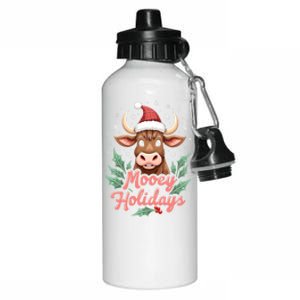 Mooey Holidayssanta Hat Farmer Merry Highland Cow Christmas Cool Gift Aluminum Water Bottle