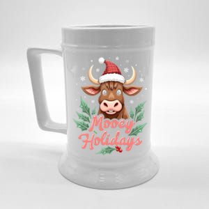 Mooey Holidayssanta Hat Farmer Merry Highland Cow Christmas Cool Gift Beer Stein