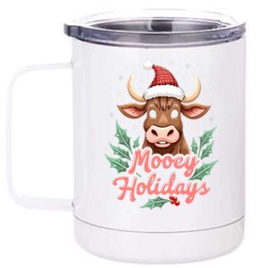 Mooey Holidayssanta Hat Farmer Merry Highland Cow Christmas Cool Gift 12 oz Stainless Steel Tumbler Cup