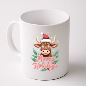 Mooey Holidayssanta Hat Farmer Merry Highland Cow Christmas Cool Gift Coffee Mug