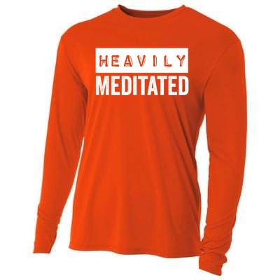 Meditation Humor Heavily Meditated Mindfulness Funny Gift Cooling Performance Long Sleeve Crew