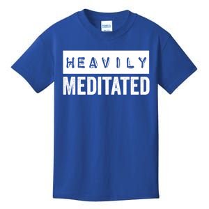 Meditation Humor Heavily Meditated Mindfulness Funny Gift Kids T-Shirt