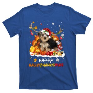 Morkie Happy Hallothanksmas Halloween Thanksgiving Christmas Gift T-Shirt