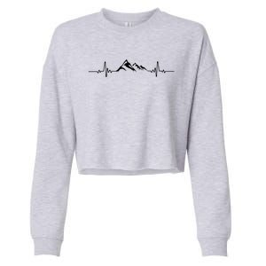 Mountains Heartbeat Hikers And Mountaineering Pulse Meaningful Gift Cropped Pullover Crew