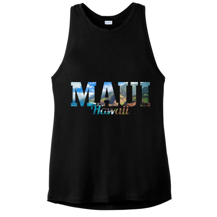 Maui Hawaii Hawaiian Islands Surf Surfing Surfer Gift Ladies PosiCharge Tri-Blend Wicking Tank