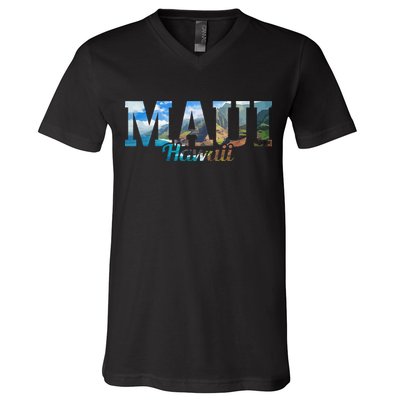 Maui Hawaii Hawaiian Islands Surf Surfing Surfer Gift V-Neck T-Shirt