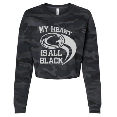 My Heart Is All Black Rugby New Zealand Fan Cropped Pullover Crew