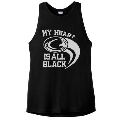 My Heart Is All Black Rugby New Zealand Fan Ladies PosiCharge Tri-Blend Wicking Tank