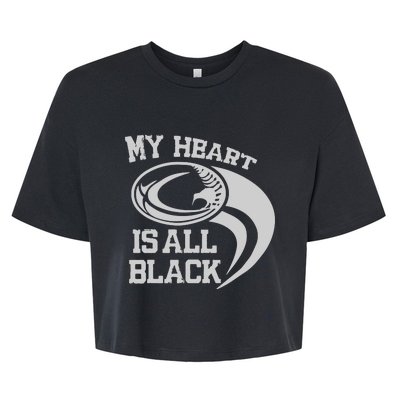 My Heart Is All Black Rugby New Zealand Fan Bella+Canvas Jersey Crop Tee