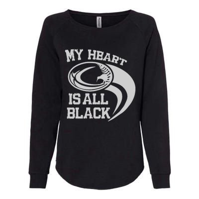 My Heart Is All Black Rugby New Zealand Fan Womens California Wash Sweatshirt