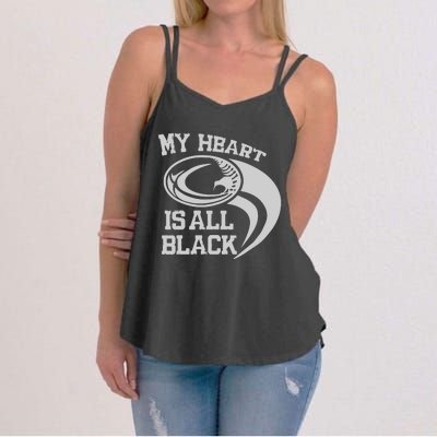 My Heart Is All Black Rugby New Zealand Fan Women's Strappy Tank