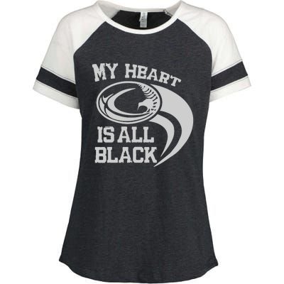 My Heart Is All Black Rugby New Zealand Fan Enza Ladies Jersey Colorblock Tee