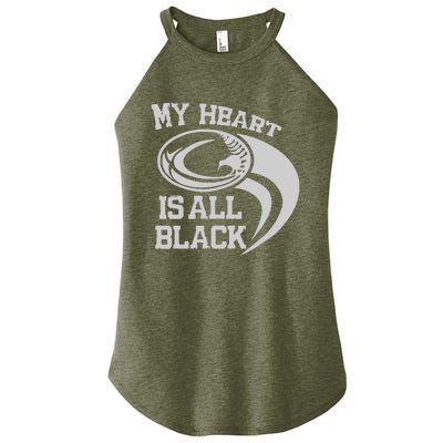 My Heart Is All Black Rugby New Zealand Fan Women’s Perfect Tri Rocker Tank