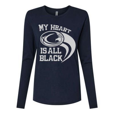 My Heart Is All Black Rugby New Zealand Fan Womens Cotton Relaxed Long Sleeve T-Shirt