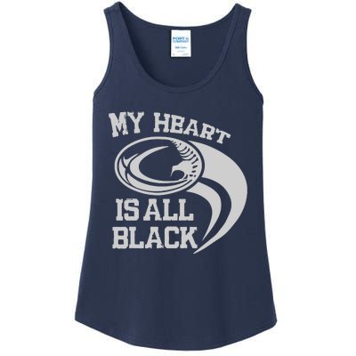 My Heart Is All Black Rugby New Zealand Fan Ladies Essential Tank