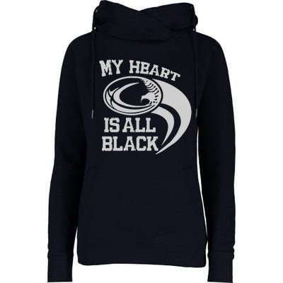 My Heart Is All Black Rugby New Zealand Fan Womens Funnel Neck Pullover Hood