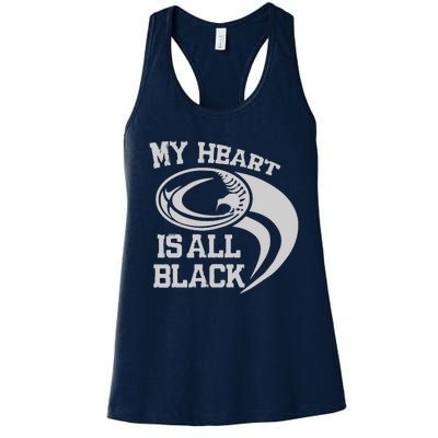 My Heart Is All Black Rugby New Zealand Fan Women's Racerback Tank