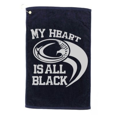 My Heart Is All Black Rugby New Zealand Fan Platinum Collection Golf Towel